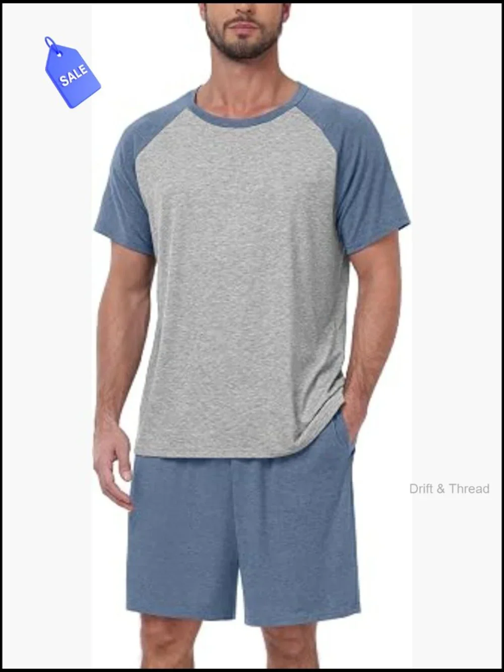 Men's 2-Piece Short Sleeve Pajama Set, Lightweight Summer Sleepwear with Pockets